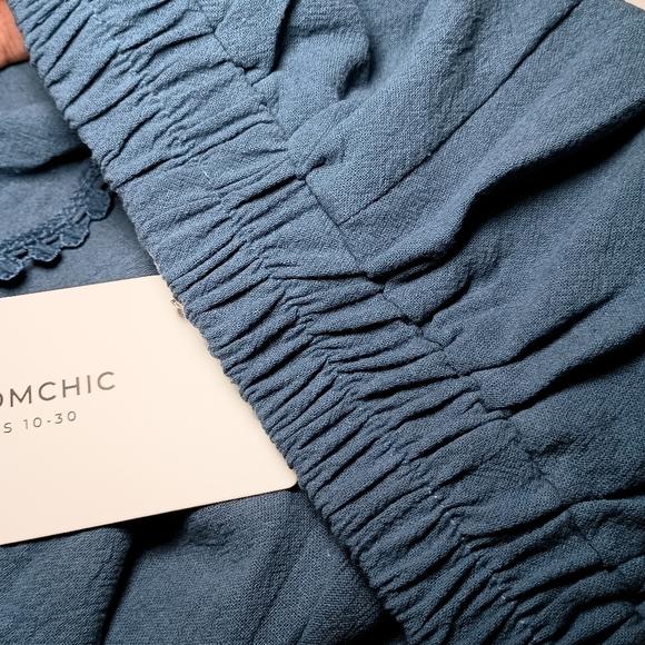 BloomChic Blue Wrap Split Wide-Leg Pants | Elastic Waist | Size 10 - Picture 6 of 9